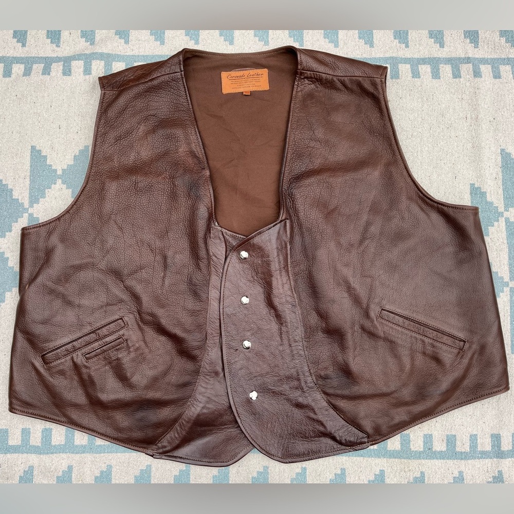 Coronado Bison Leather Laredo Concealed Carry Western Vest Brown Handmade Retro